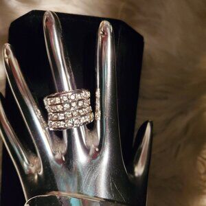 Sterling Silver  with Brilliant Stones Cocktail Ring (size 7)